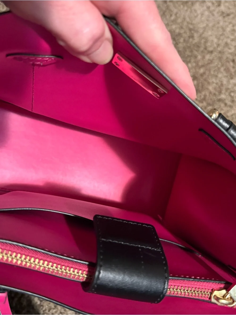 kate spade Black Satchel with Pink Trim and Crossbody Strap